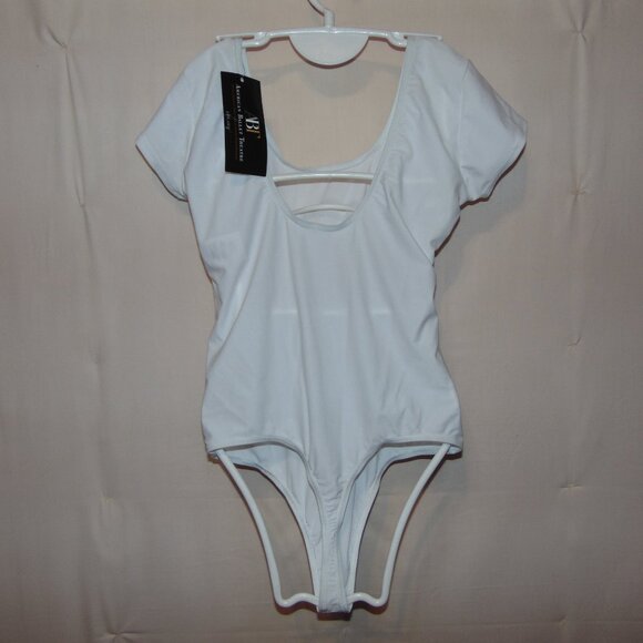 ABT White Short Sleeve Thong Leotard AL NWT - Picture 3 of 8